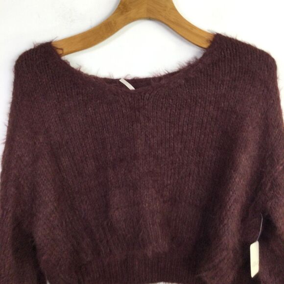 Free People Women's Pullover Crop Sweater Olivia Long Sleeve Decadent Size L NWT - Picture 2 of 16
